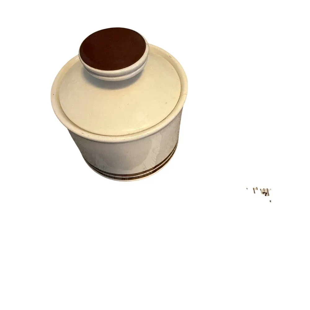 Vintage Hand Painted Lunastone 1549 Brown Sugar Bowl with Lid Korea Ceramic